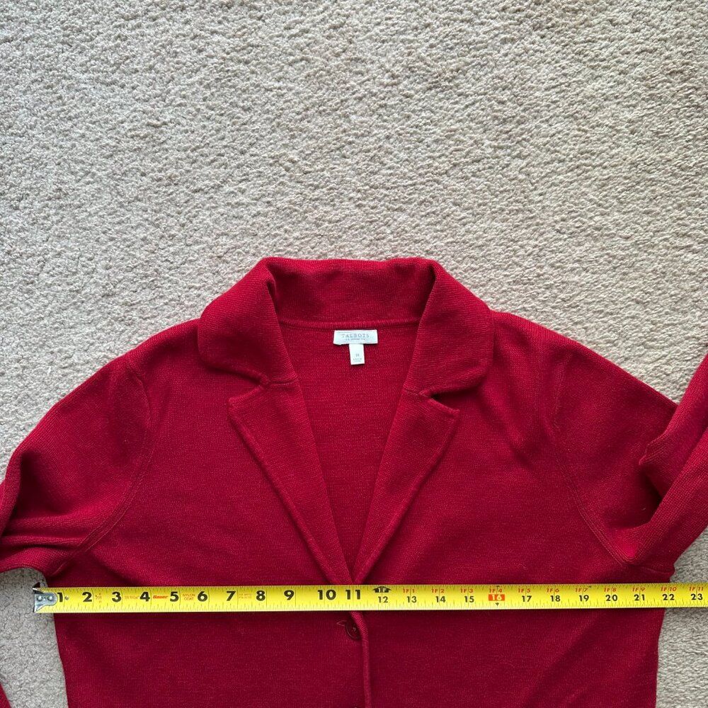 Talbots Sweater Womens 1X Cardigan Button Close V Neck Notched Red Long Sleeve - Picture 9 of 12